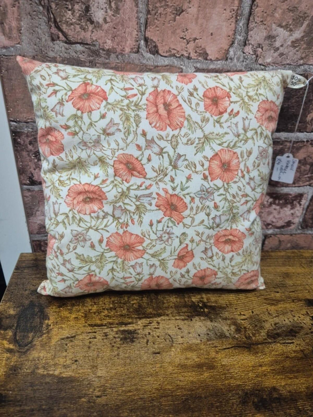 Small vintage poppy cushion