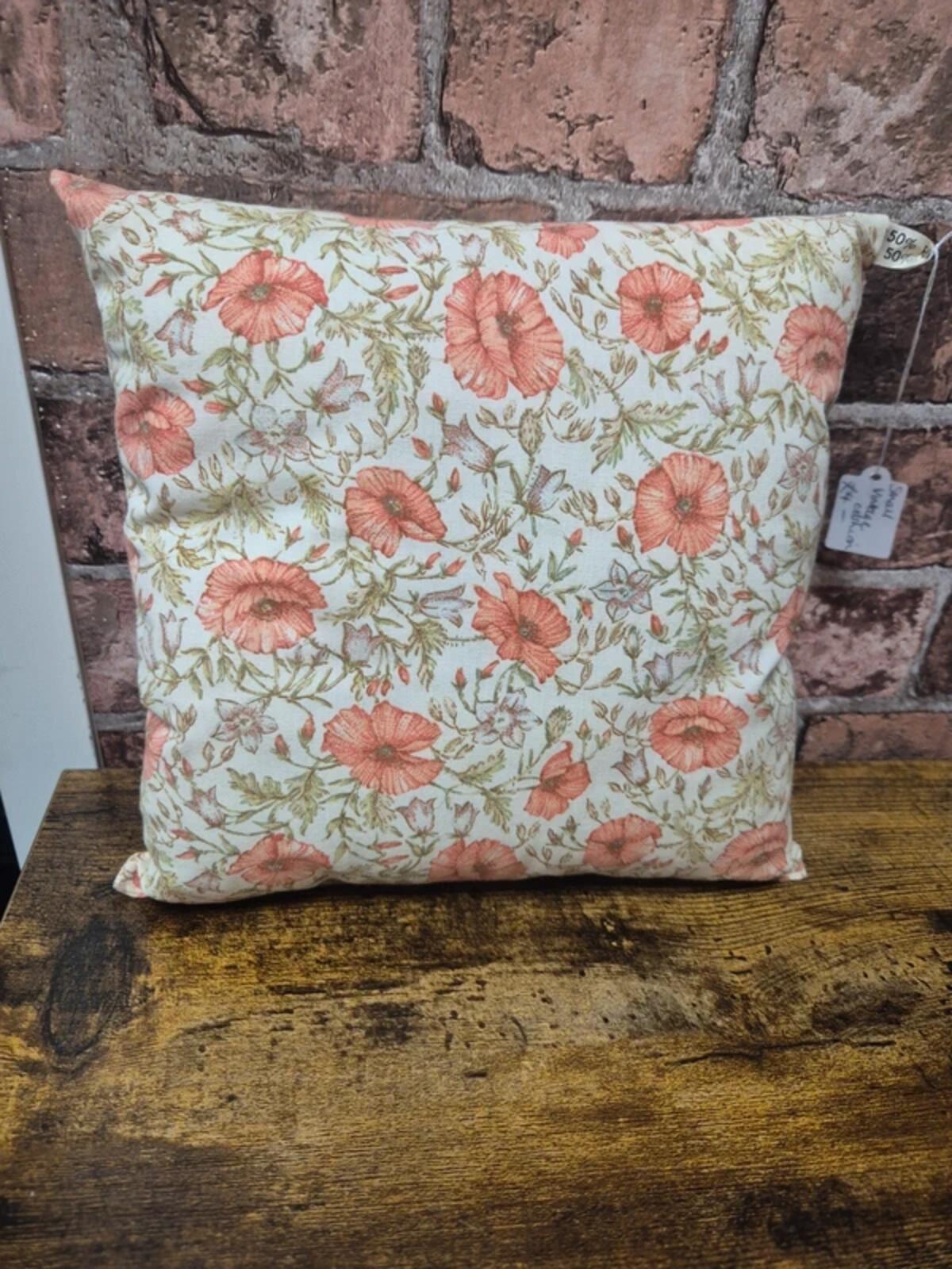 Small vintage poppy cushion