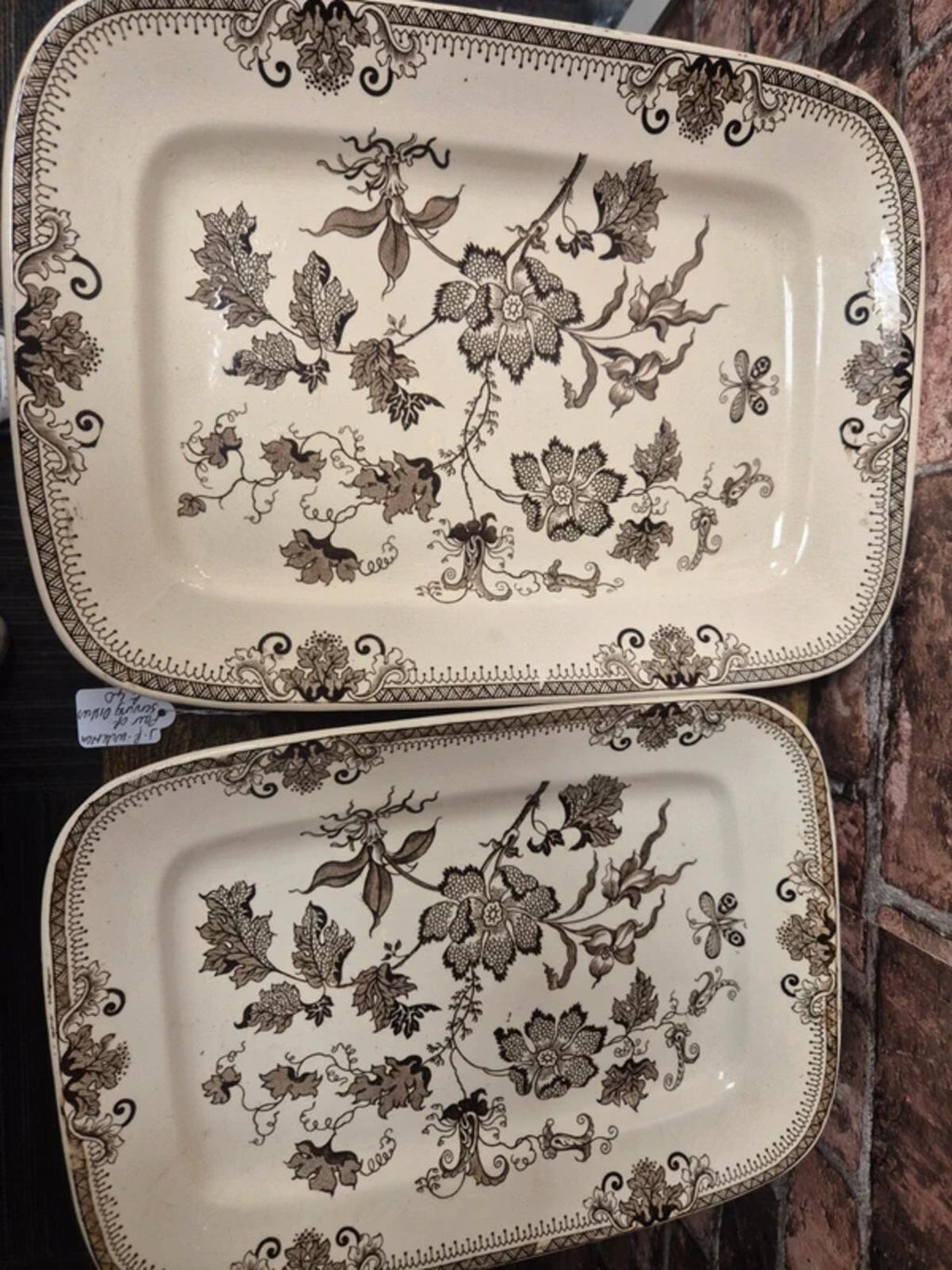 J F wileman serving plate pair