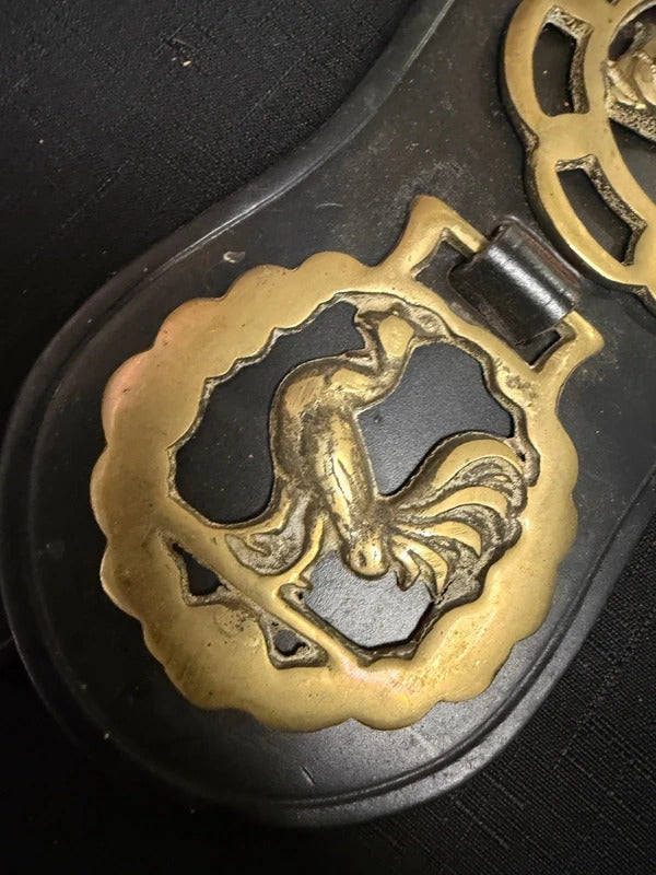 Vintage Horse Brasses on Leather Strap