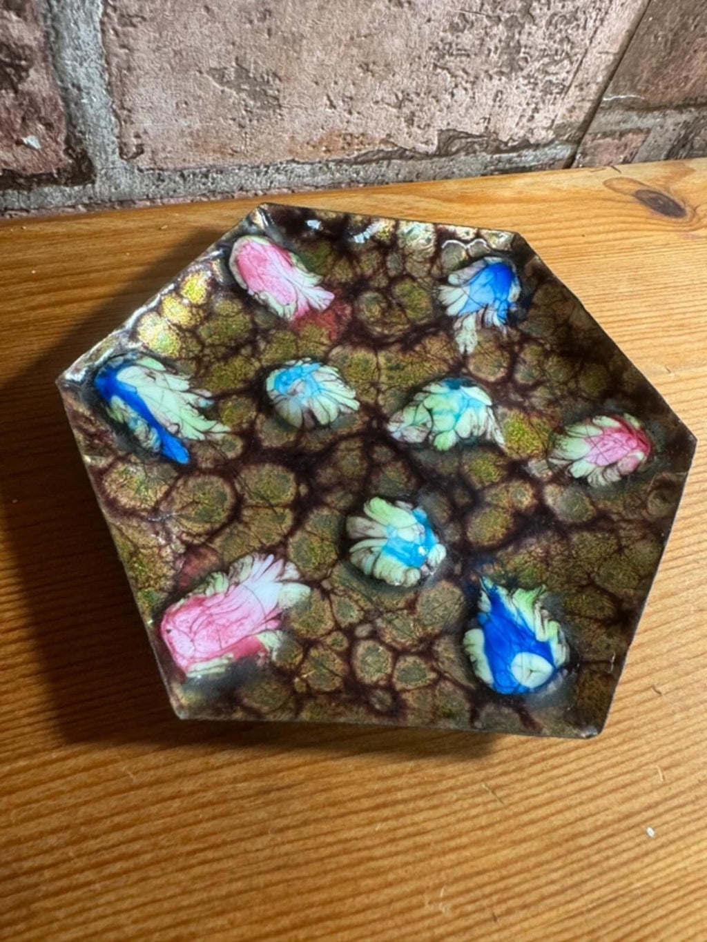 Spanish Esmaltes Garcia Enamel on Copper Trinket Dish