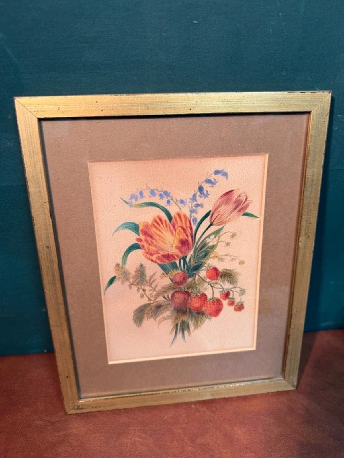 Vintage Framed Fruit/Floral Print