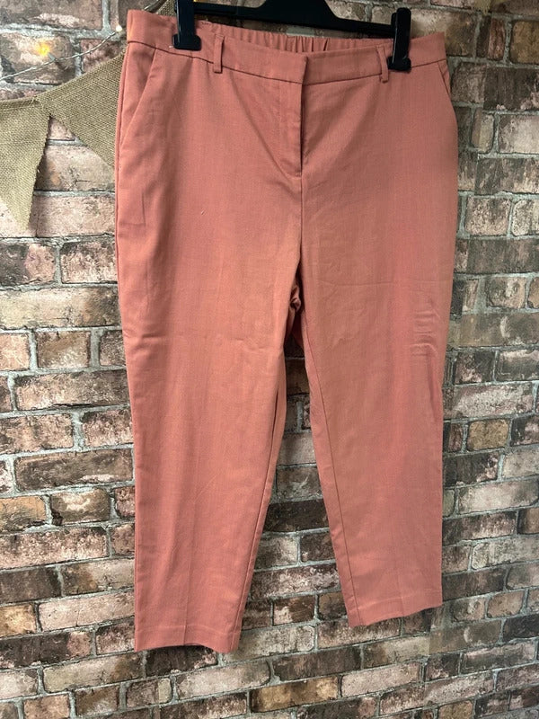 Next Tailoring Salmon Stretchy Trousers - Size 16R