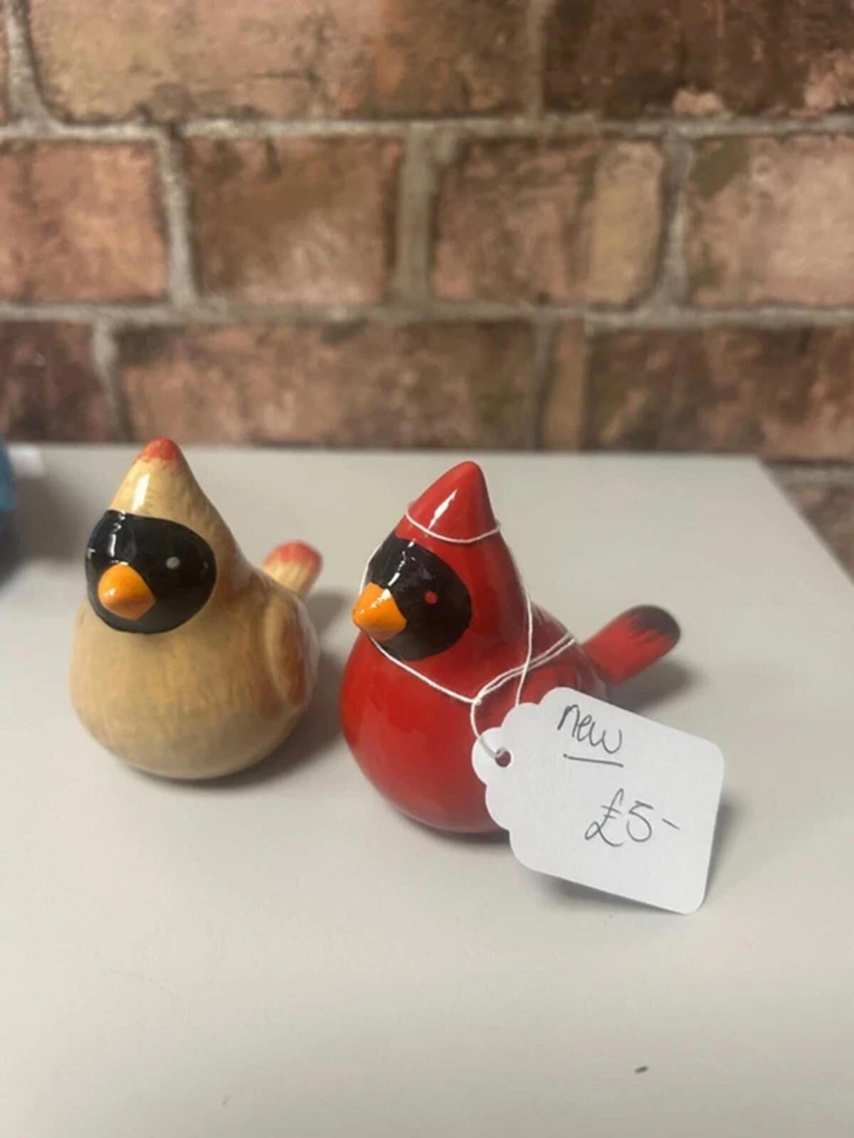Pair of Cardinal Ceramic Salt and Pepper Shakers