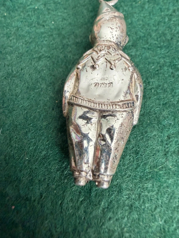 Sterling Silver 1930's Clown Rattle Pendant