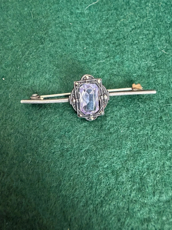 Antique Sterling Silver Bar Brooch