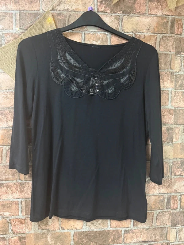 Black Sequin Top - Size 14