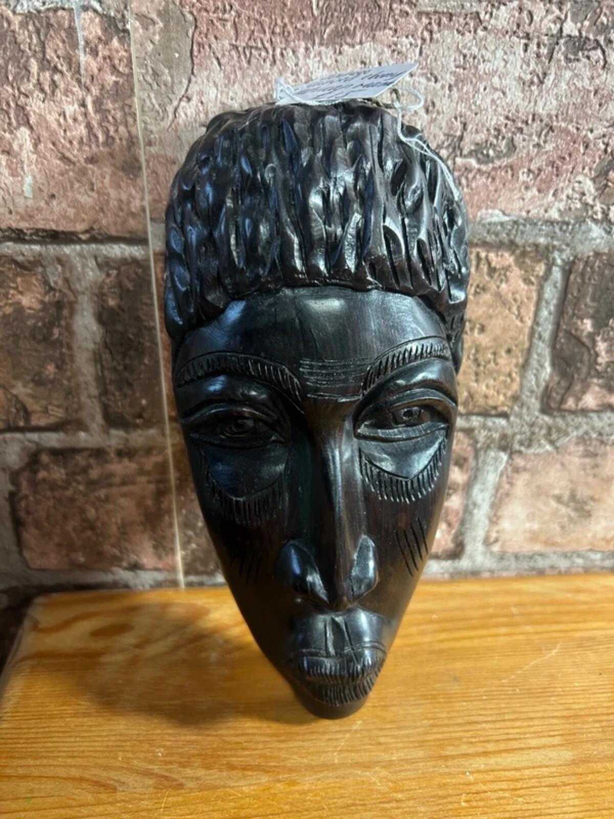 Vintage Carved Ebony Wood African Mask Ornament