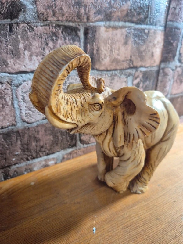 Faux ivory style resin elephant
