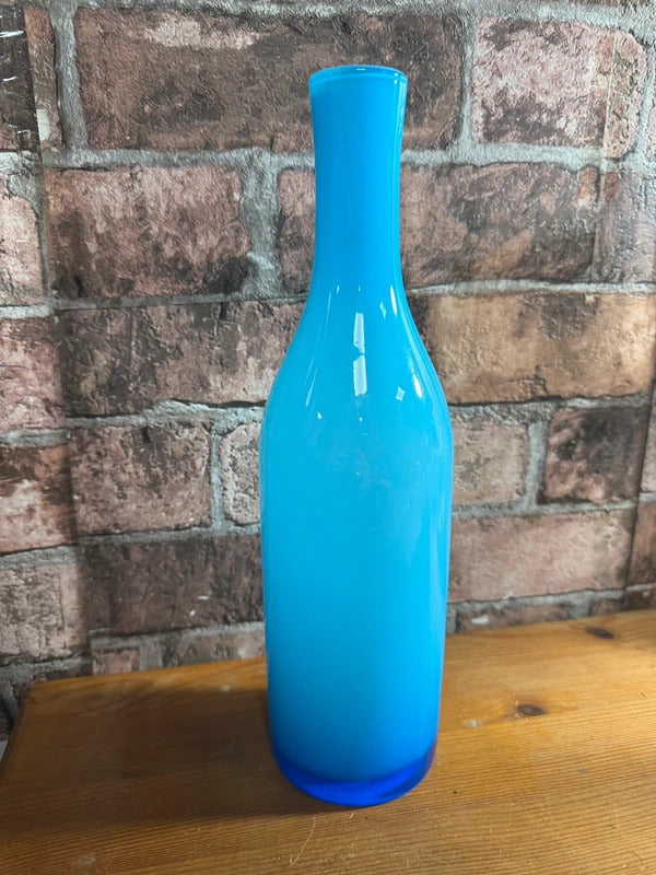 Vintage Swedish Blue Glass Bottle Vase