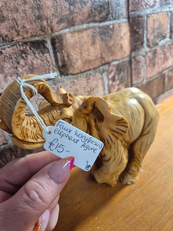 Faux ivory style resin elephant