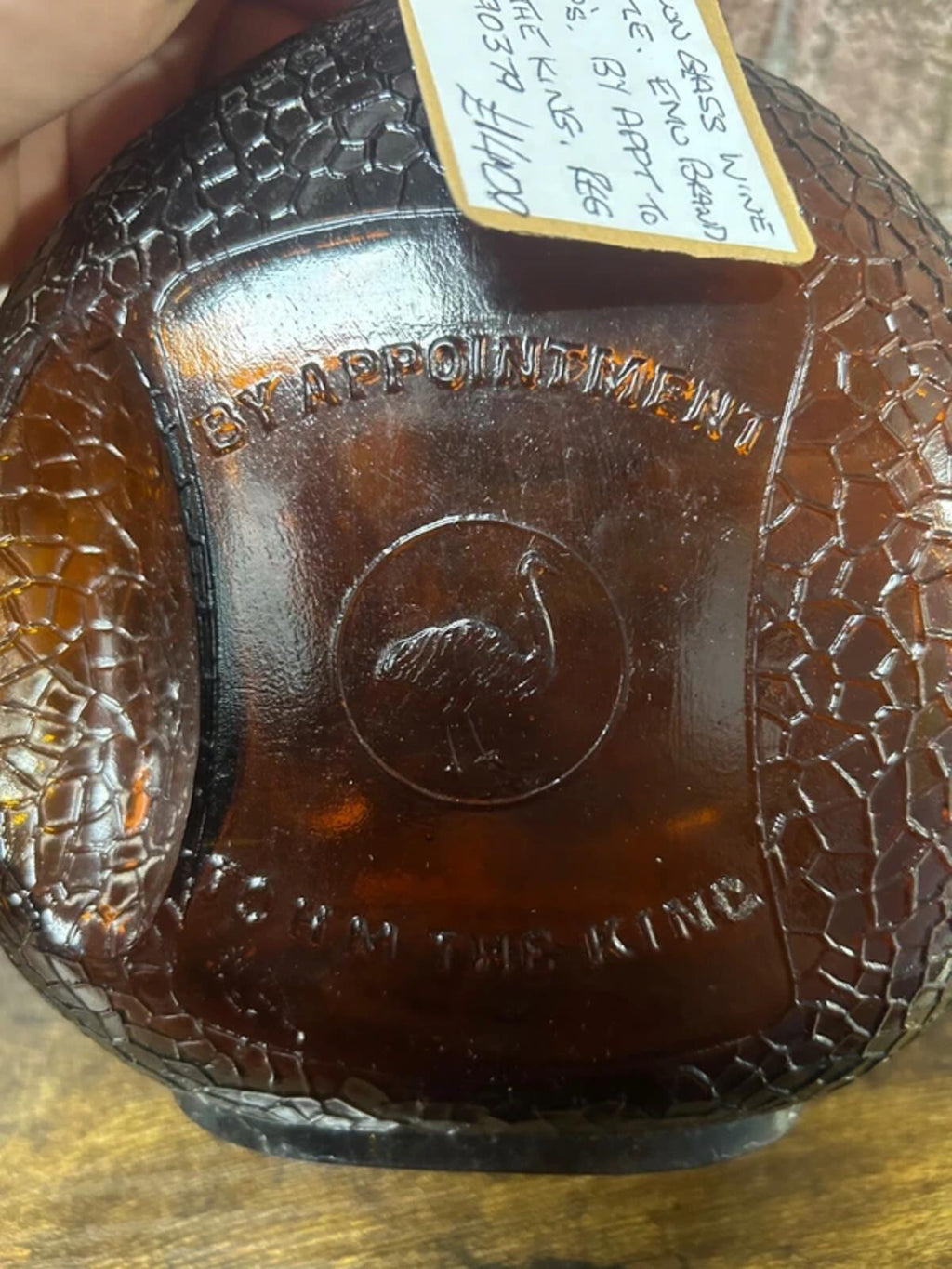 Vintage Emu Brand Brown Glass Wine Bottle
