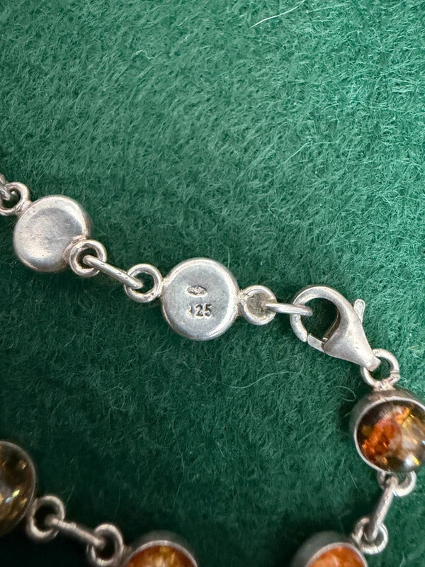 Sterling Silver and Amber Bracelet