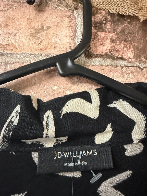 JD Williams Black and Cream Pattered Dress - Size 24