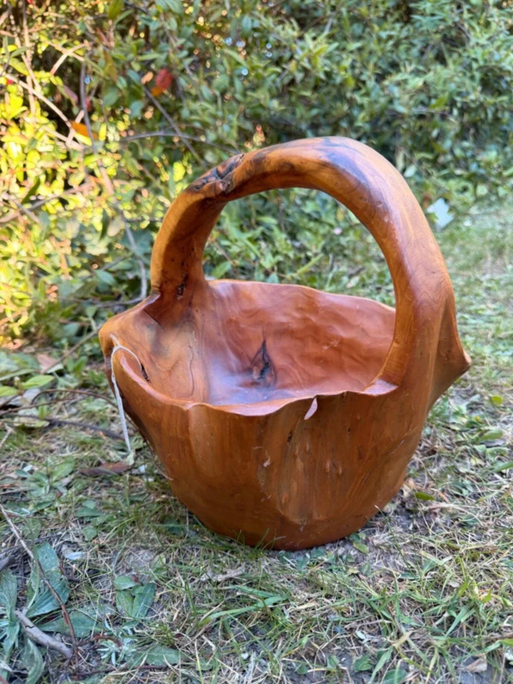 Burl Wood Hand Crafted Basket