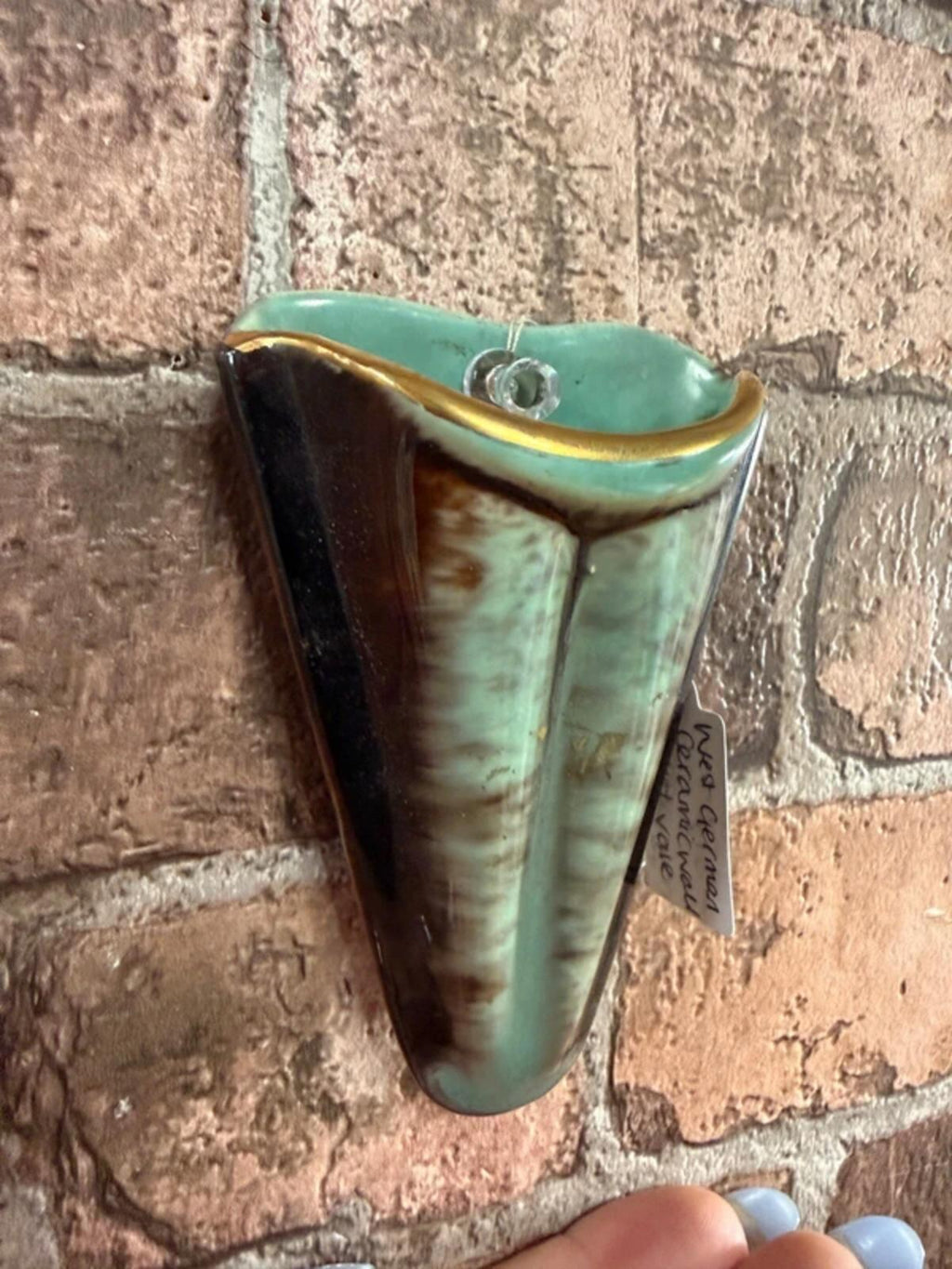 West German Vintage Ceramic Wall Pocket Vase