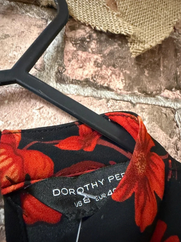 Dorothy Perkins Black and Floral Blouse - Size 12