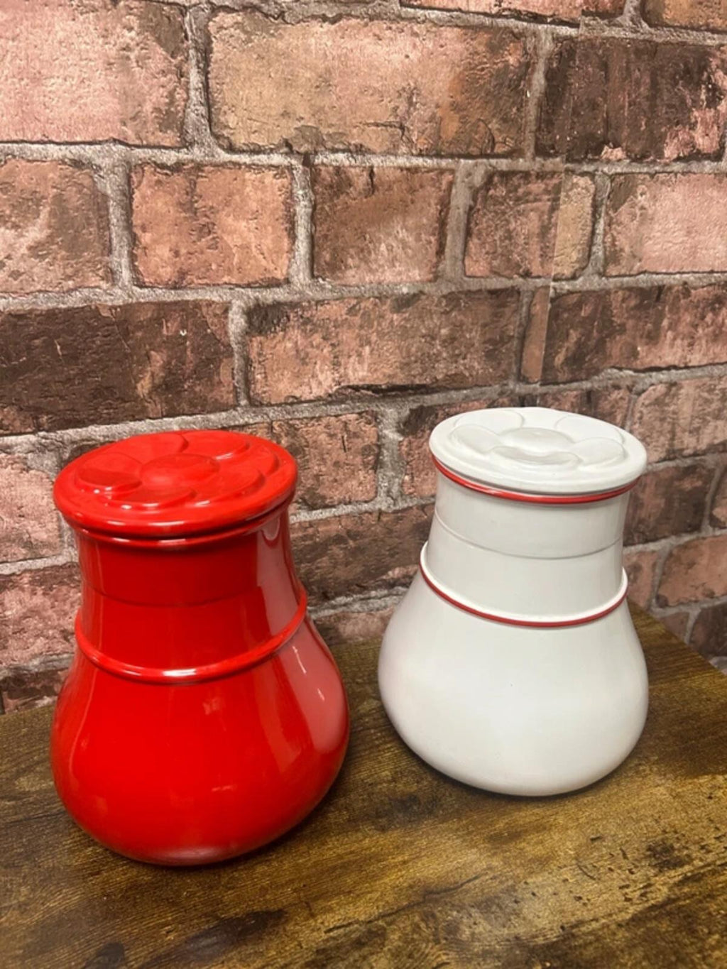 Pair of 1970's Verrerie Du Gier Pop Art Glass Jars
