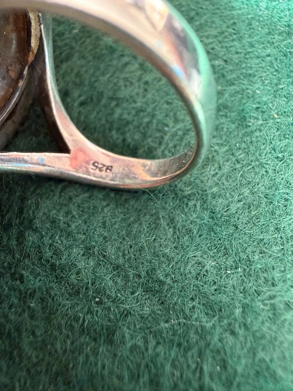 Silver Abalone Hallmarked 925 Ring - Size S