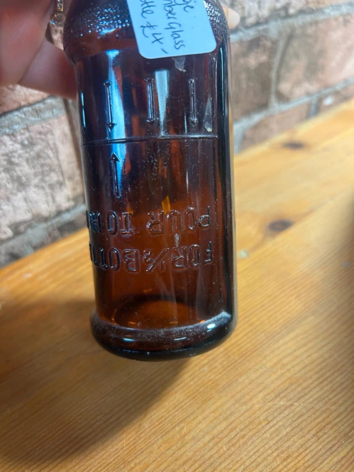 Vintage Amber Glass Bottle