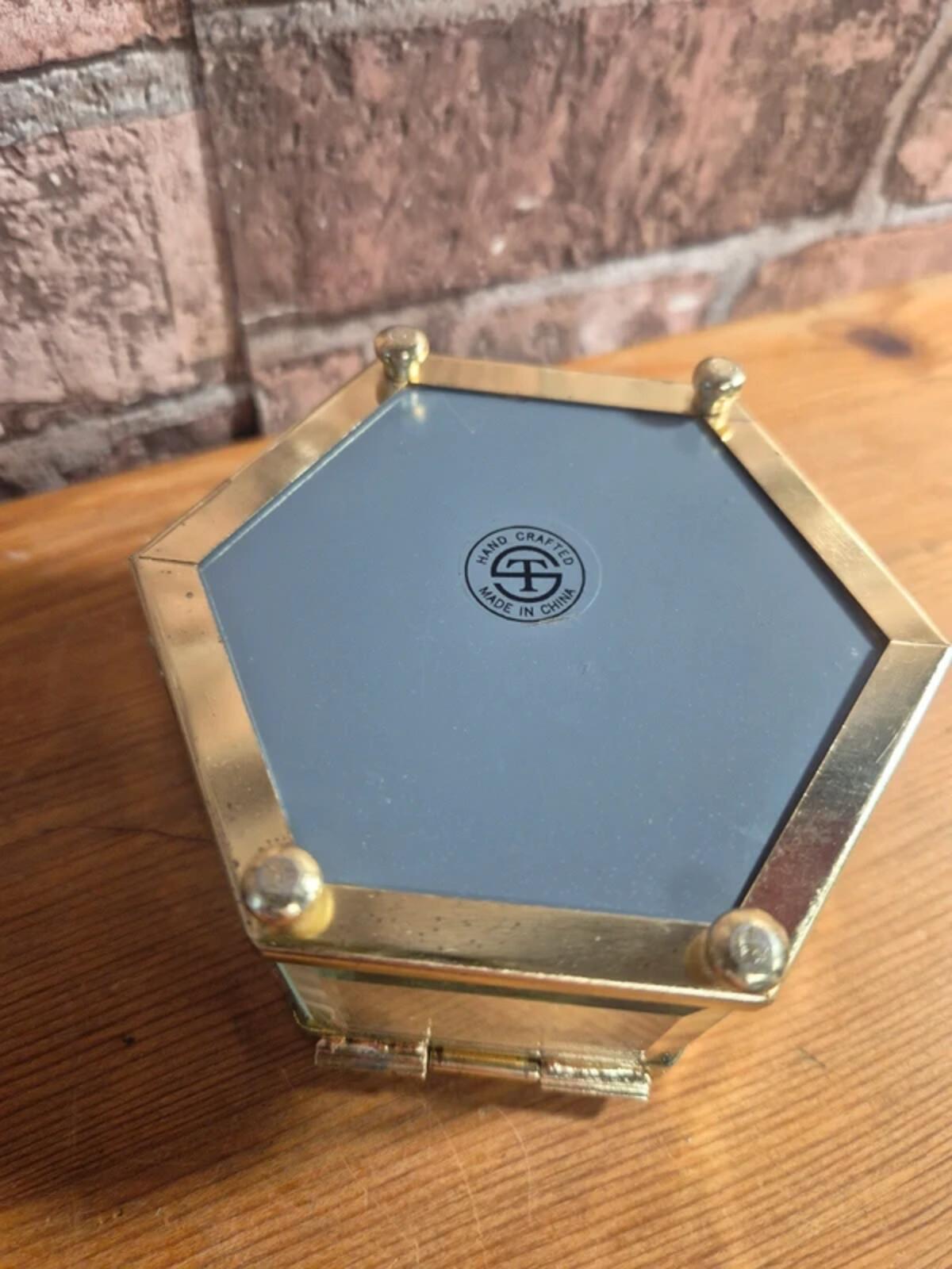 Vintage octagonal etched glass box