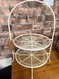 Metal Cream Two Tier Storage Stand