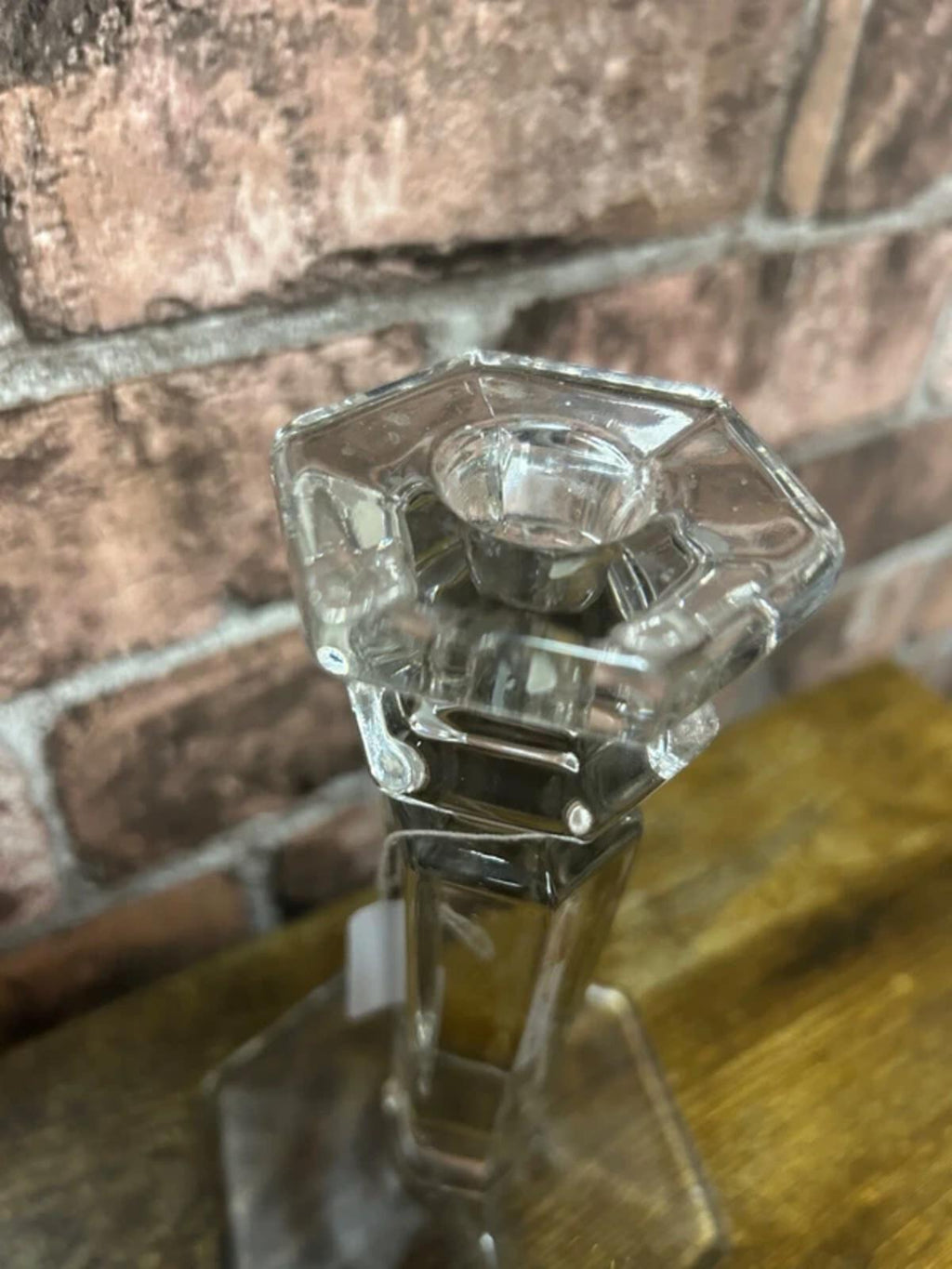 Hexagonal Glass Candlestick