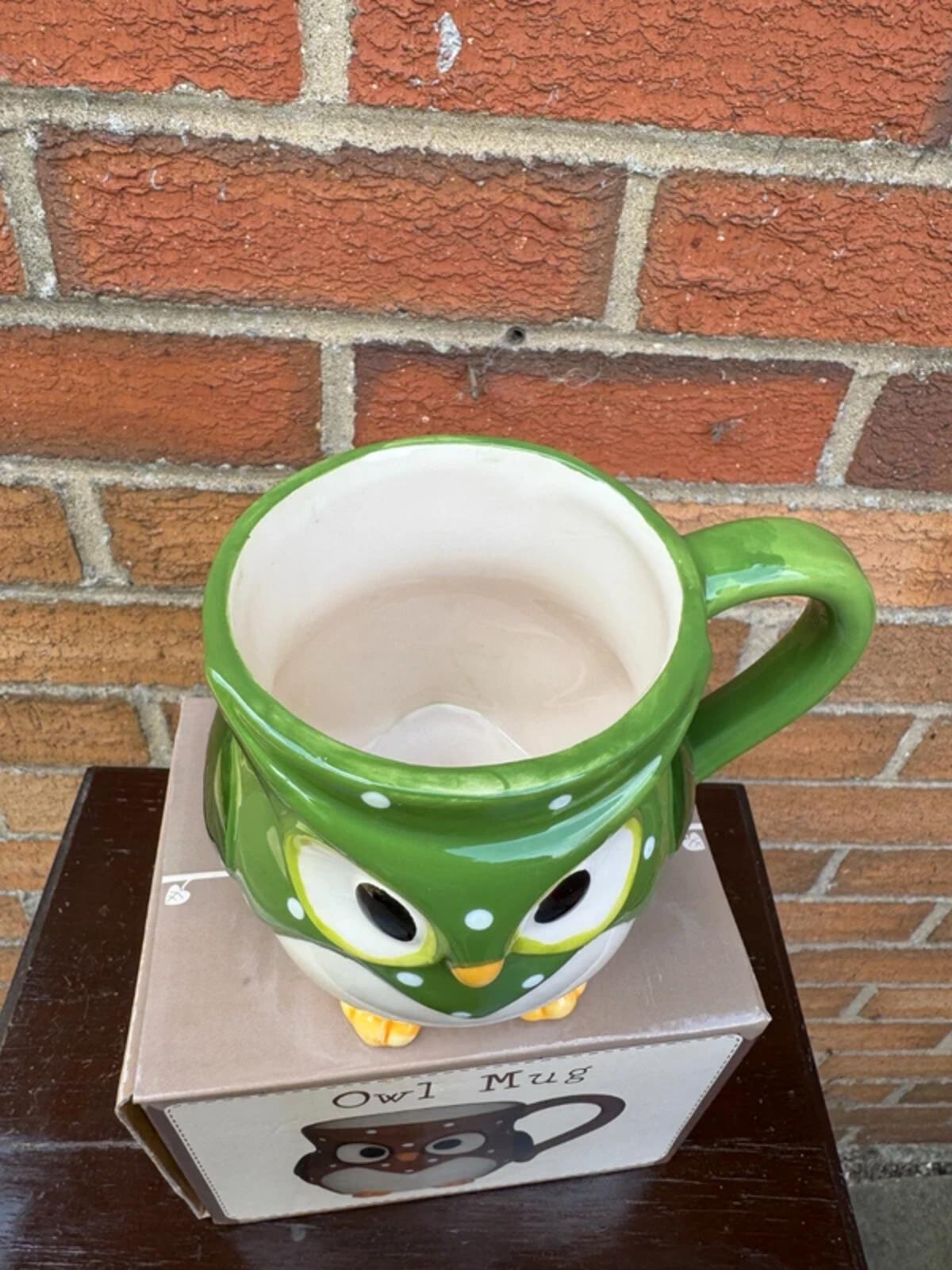 Green Owl Ceramic Mug