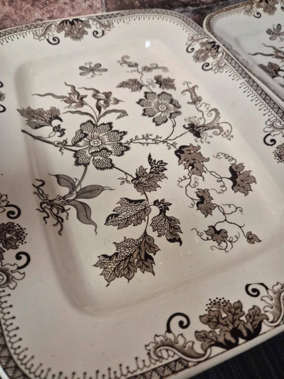 J F wileman serving plate pair