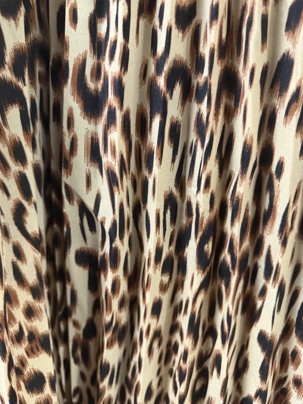 Leopard Print Pleated Midi Skirt - Size 16