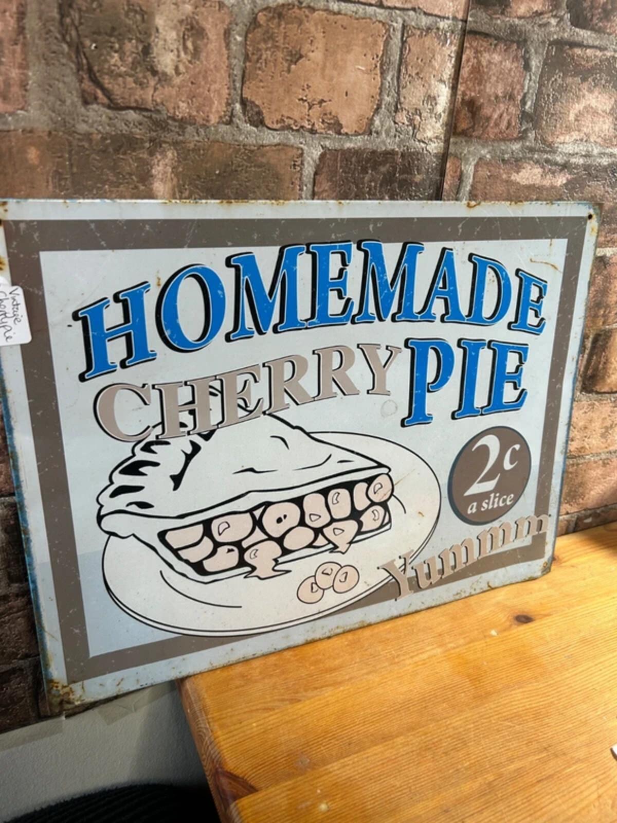 Vintage Homemade Cherry Pie Advertising Metal Sign