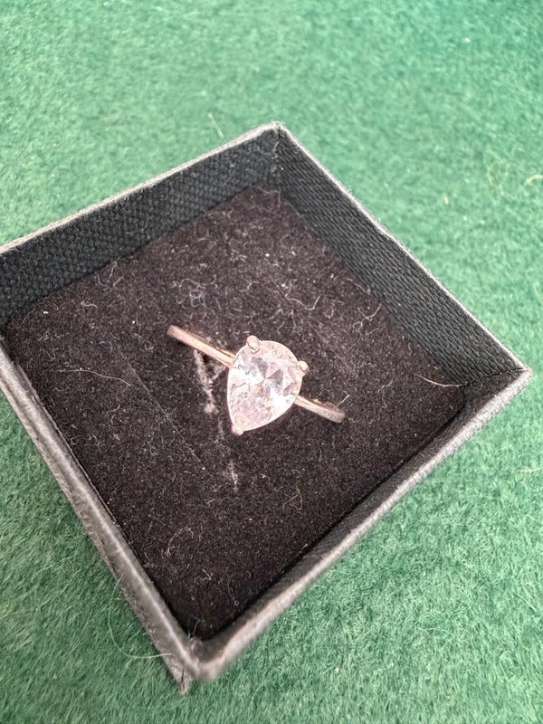 Silver Pear Drop 925 Hallmarked Ring - Size P