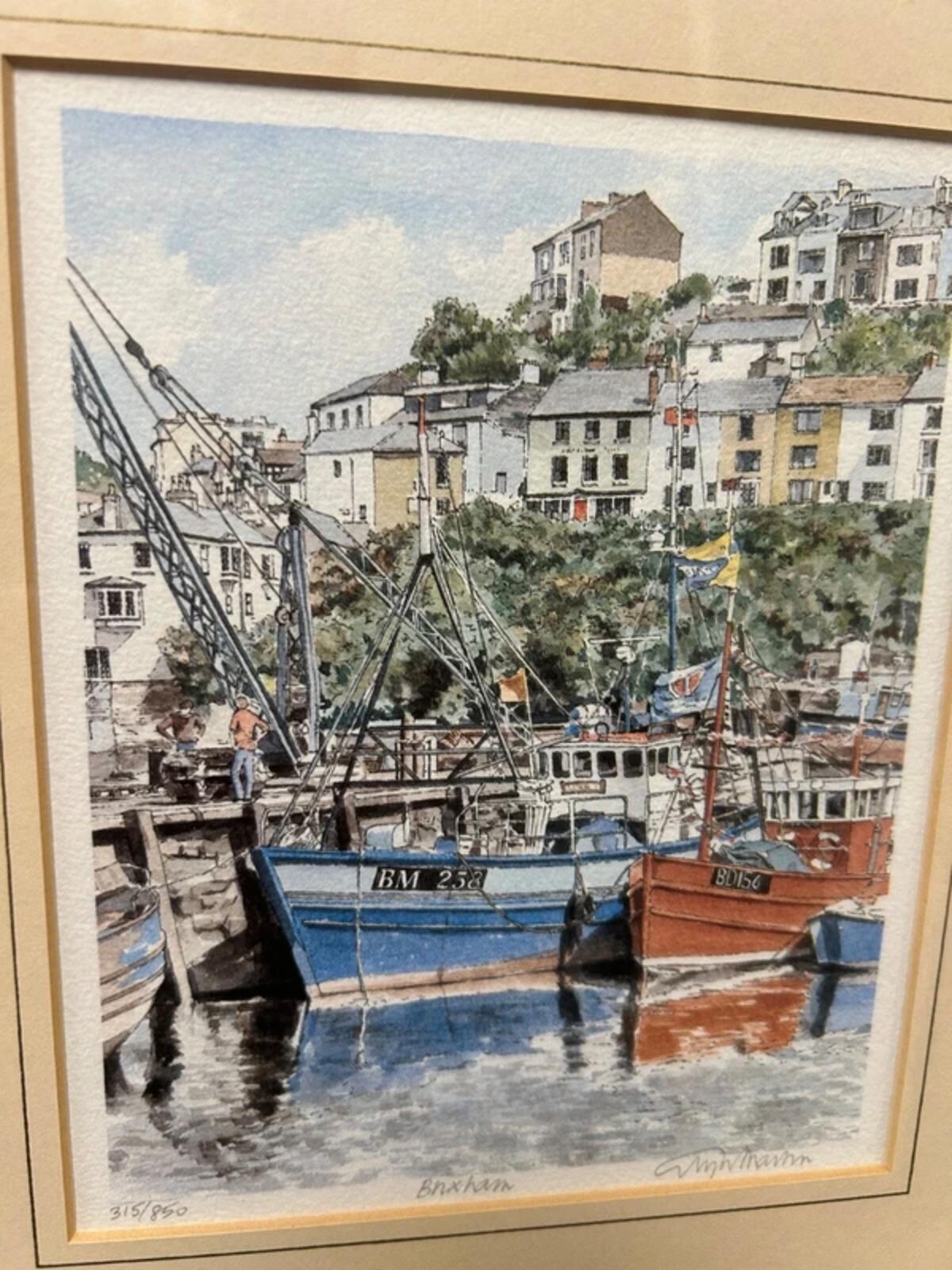 Glyn Martin 'Brixham' Signed and Framed Print