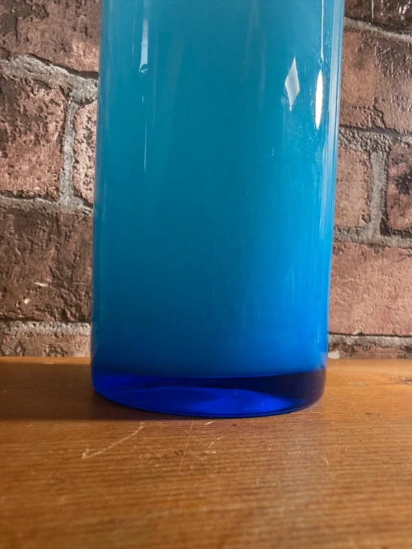 Vintage Swedish Blue Glass Bottle Vase