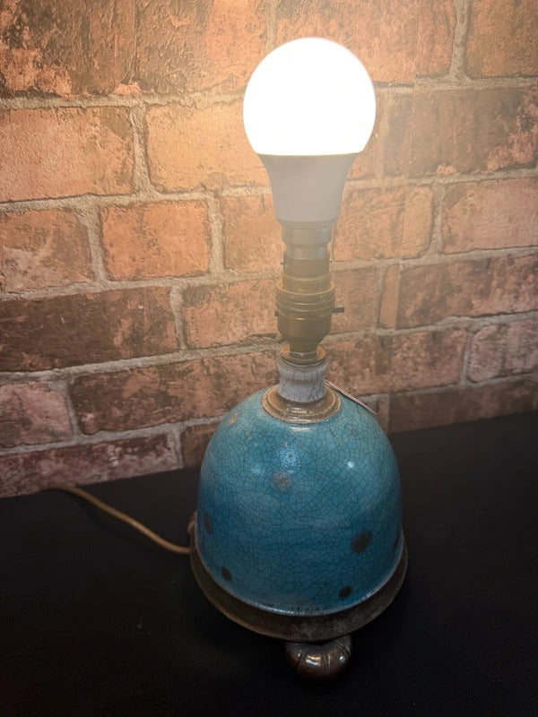 Crackle Glaze Teal Ceramic Lamp