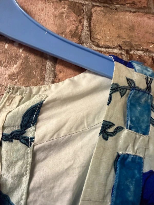 Vintage Blue Floral Dress - Size 12