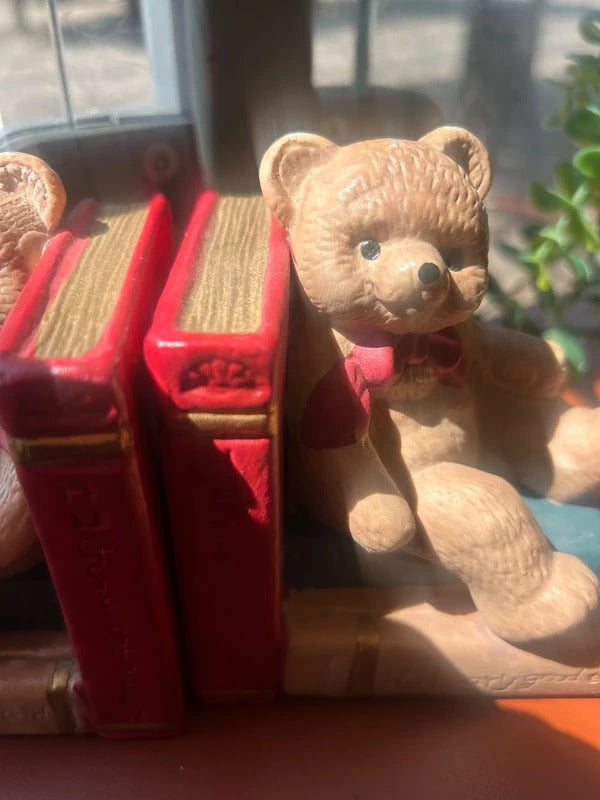 1970's Porcelain Vintage Teddy Bear Bookends