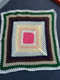 Hand Knitted Multi Coloured Wool Blanket