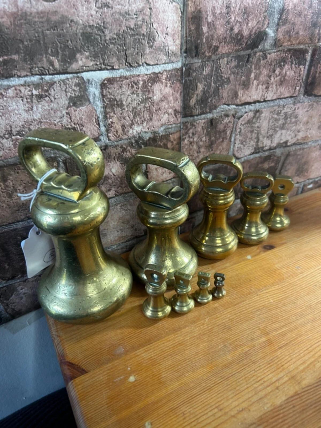 Set of 9 Antique Brass Weights