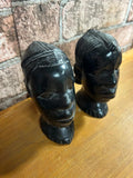 Pair of Ebony Wood African Head Carvings