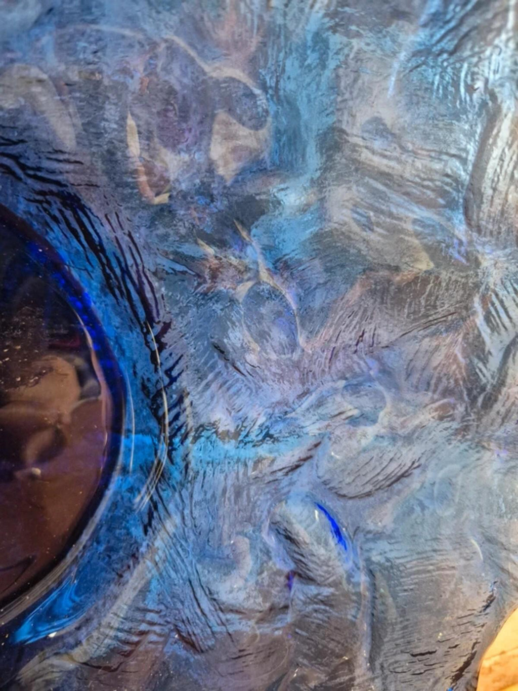 Scandinavian Textured Cobalt Blue Glass Bowl