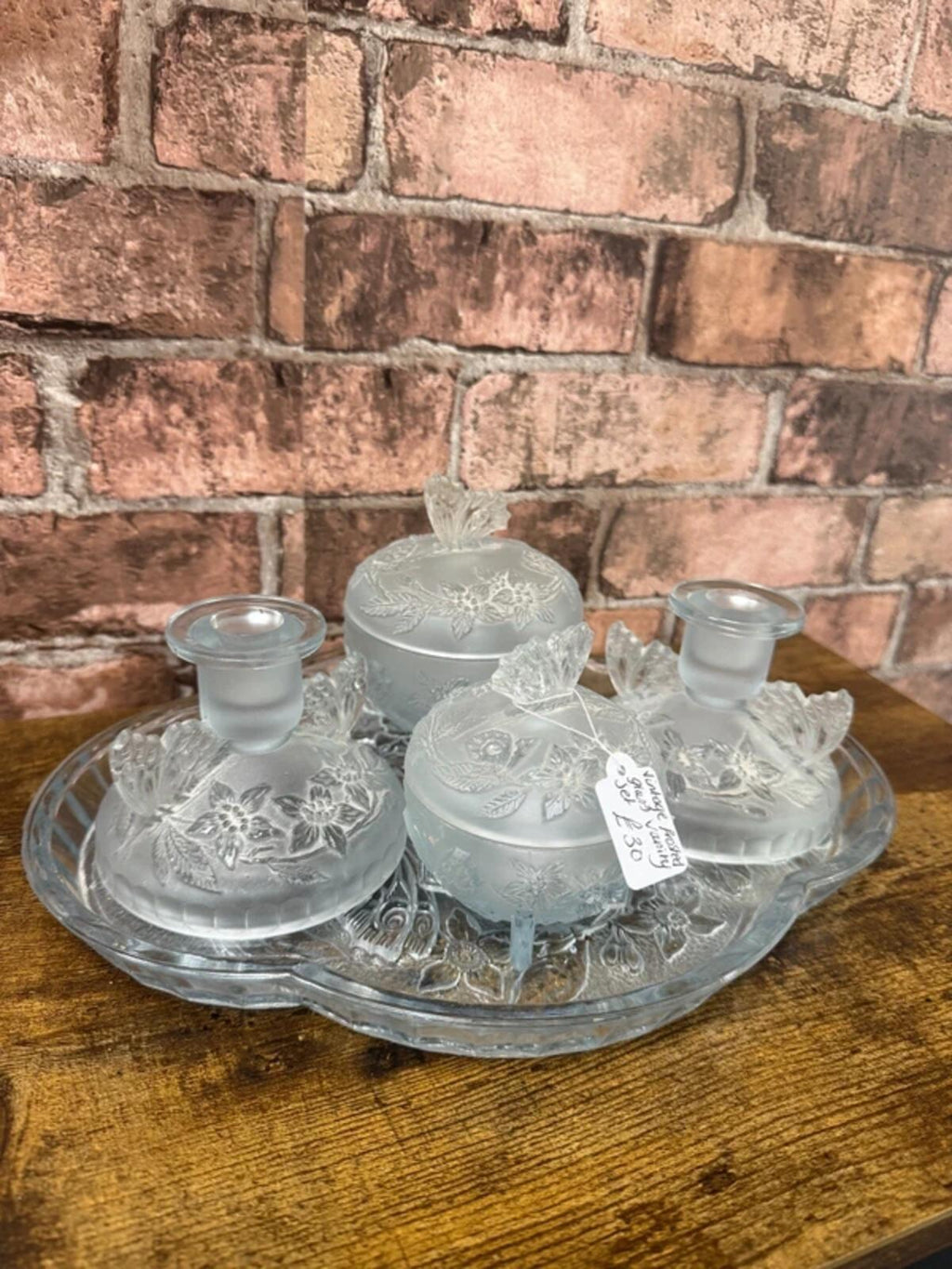 Vintage Frosted Glass Vanity Set