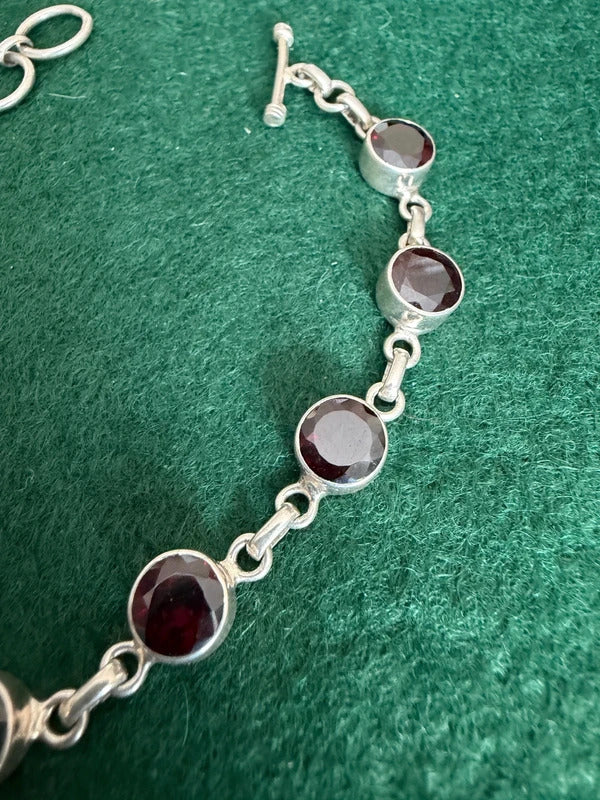 Sterling Silver and Red Tanzanite Bangle