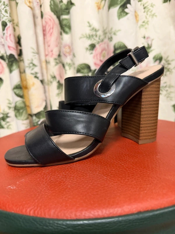 M&S black open toe heels - size 4