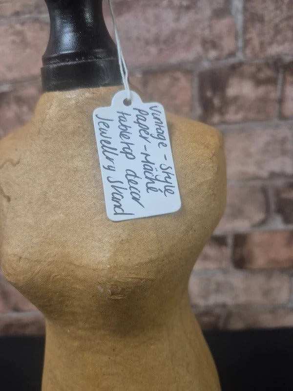 Vintage style paper mache tabletop mannequin jewellery stand