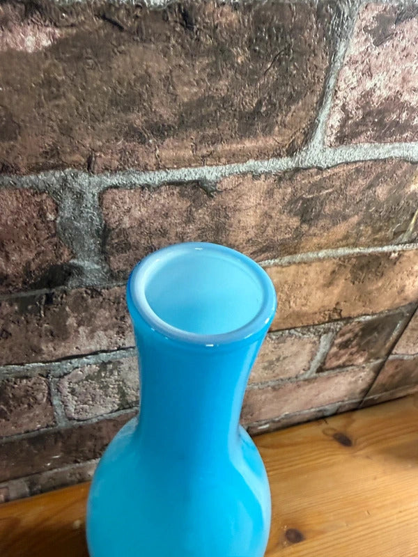 Vintage Swedish Blue Glass Bottle Vase