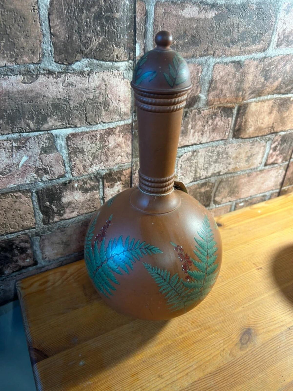 Watcombe Pottery Terracotta Lidded Vase/Flask