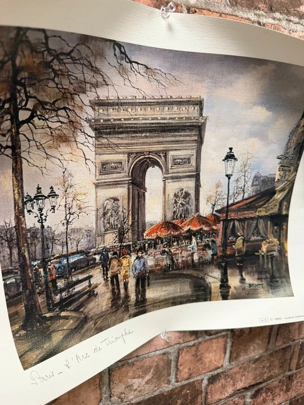 Set of Three Lithograph Prints of Paris, Brunet