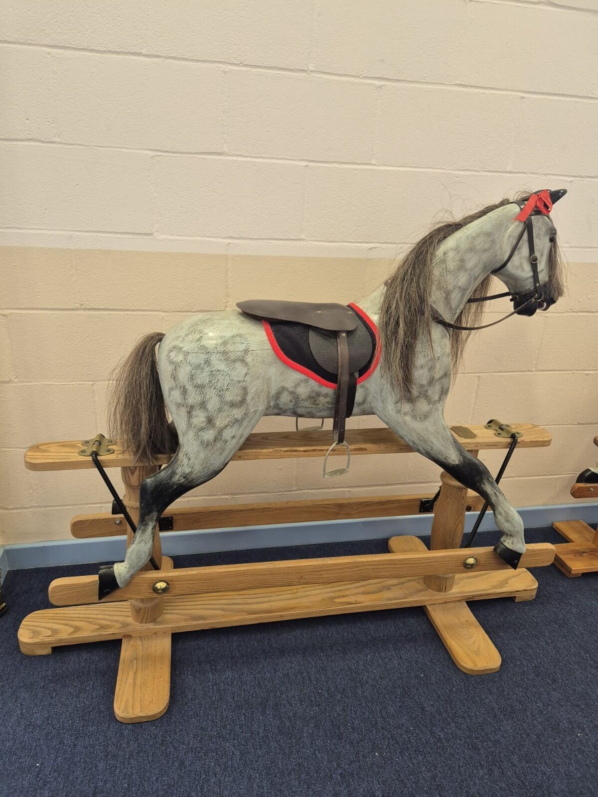 Antique Dapple Grey Large Rocking Horse