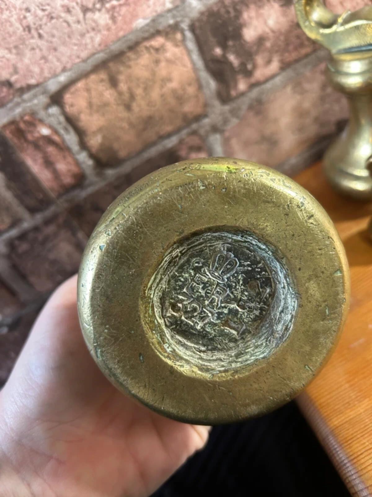 Set of 9 Antique Brass Weights